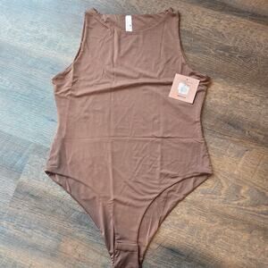 High Neck Bodysuit Cocoa Mocha Brown Nutmeg XL